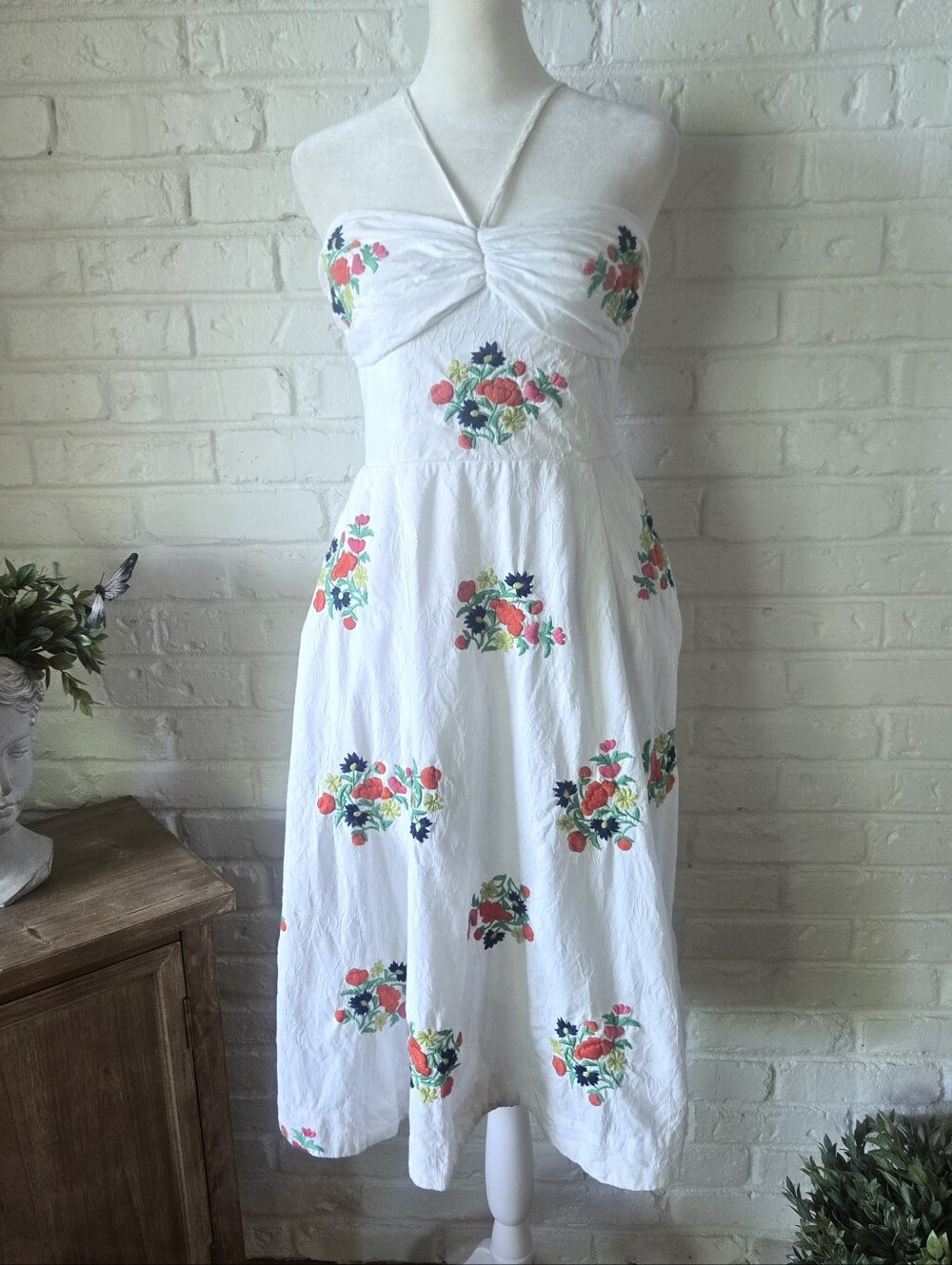 Anthropologie / Leifsdottir Floral Halter Dress, 4, Cotton, Travel, Party
